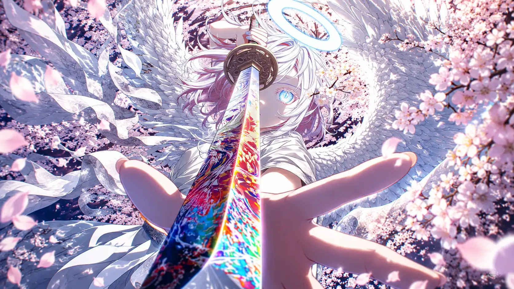 Celestial Angel Warrior 4K Wallpaper