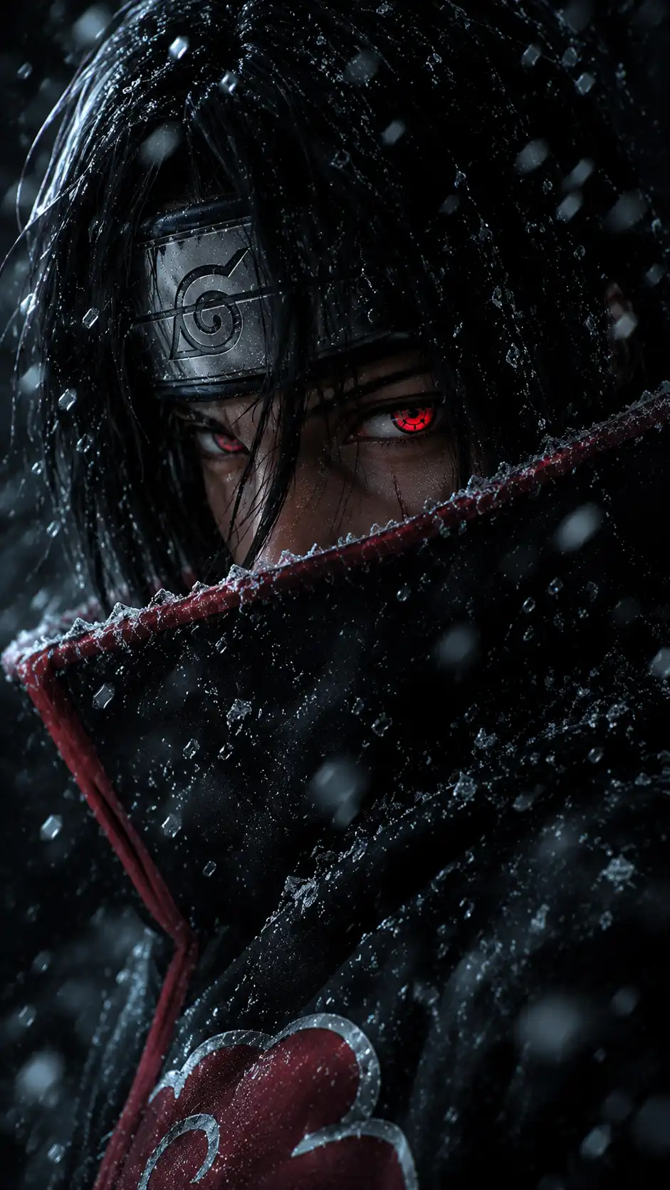 Itachi Uchiha Dark Rain Aesthetic 4K Wallpaper